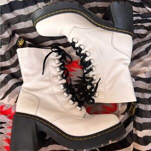 Dr. Martens: White Platform Boots: Size 11